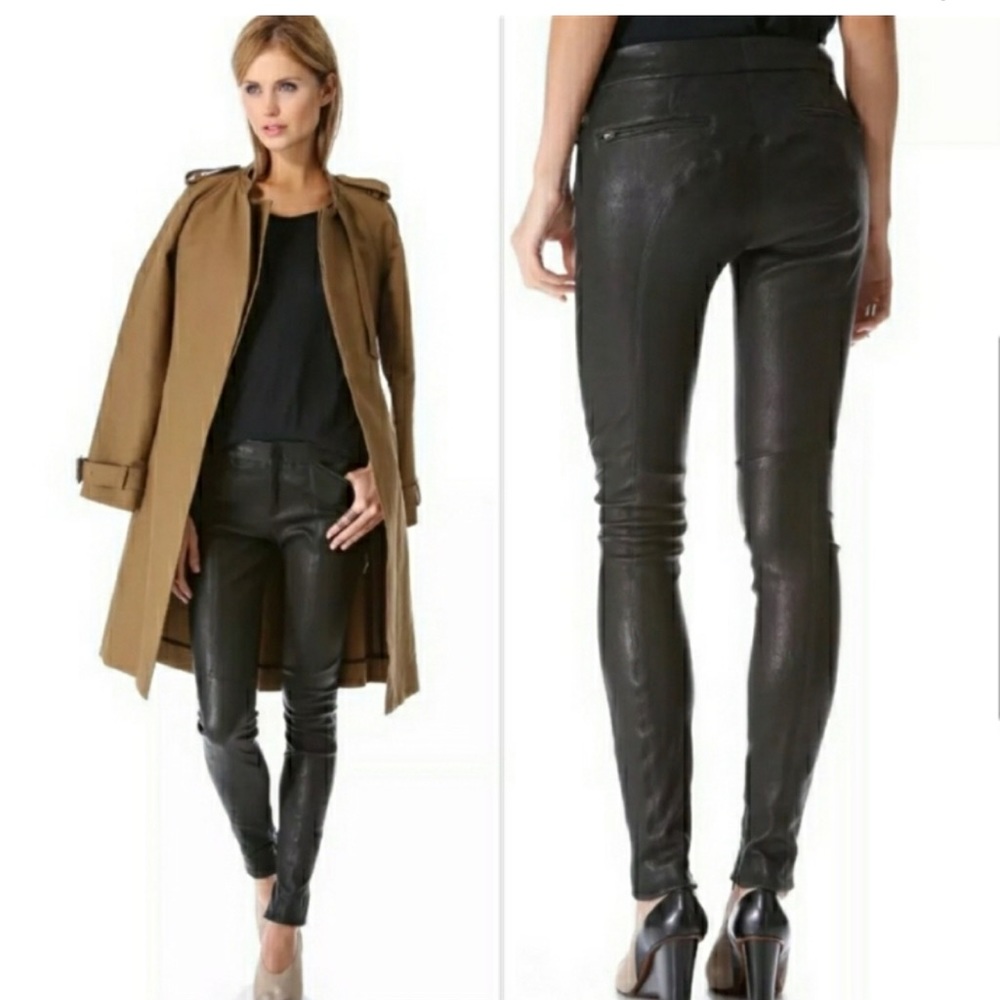 A.L.C lamb Leather ankle zipper Skinny Pants